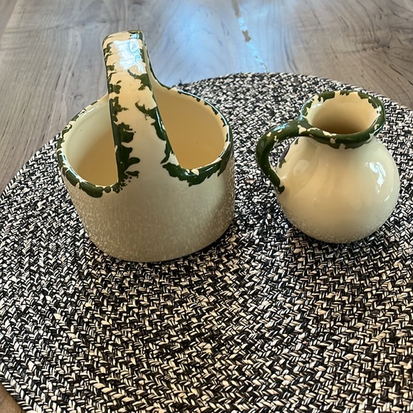 Alpine Pottery Roseville Ohio 2000 set. Small Pitcher and Basket in EUC. - Picture 2 of 5